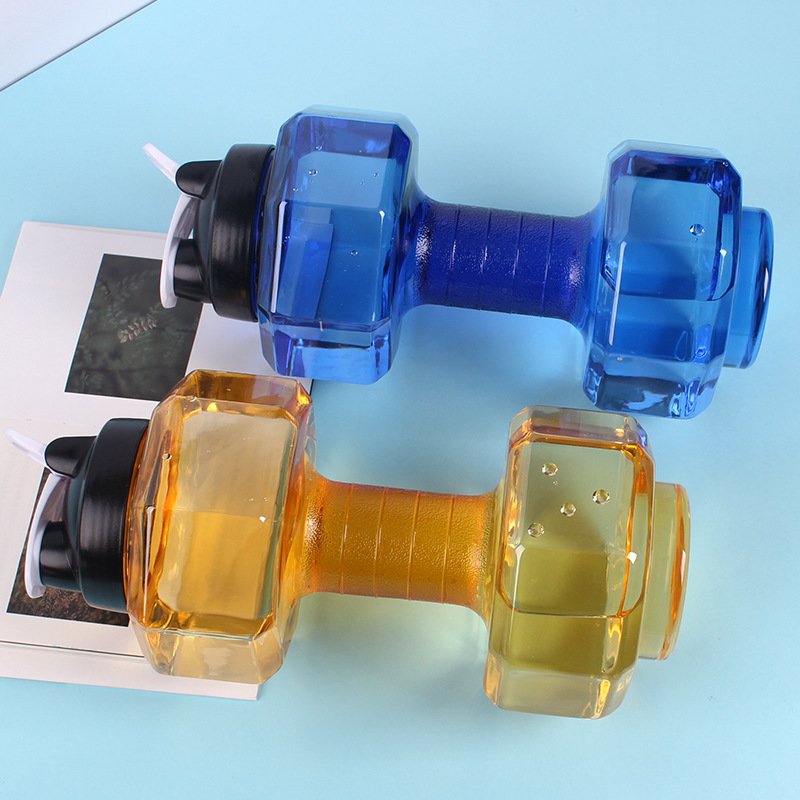 OEM Wholesale 2.2L Dumbbell Shape Weight Water Bottle Plastic Gym Exercise Water Cup Clear Plastic Sports Water Bottle