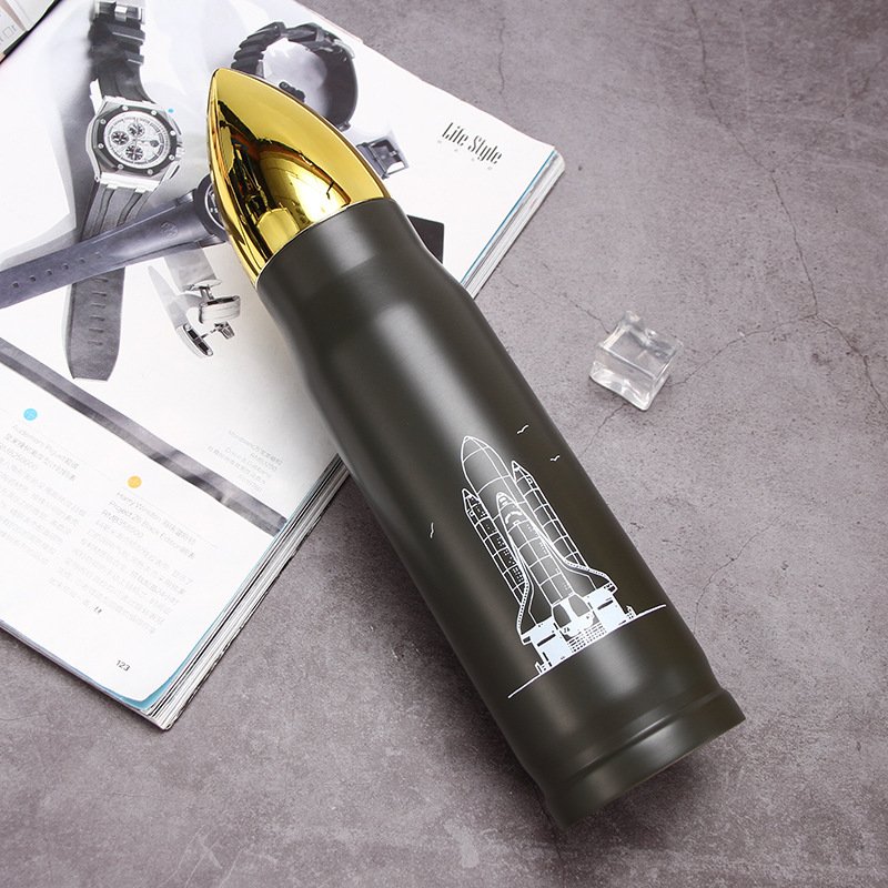 350ml / 500ml / 1000ml Ronya gold double wall stainless steel bullet shape vacuum flask