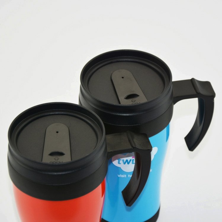 Factory Customized logo Double Wall Insulated drinking Travel Coffee Mugs Plastic cup With Handles