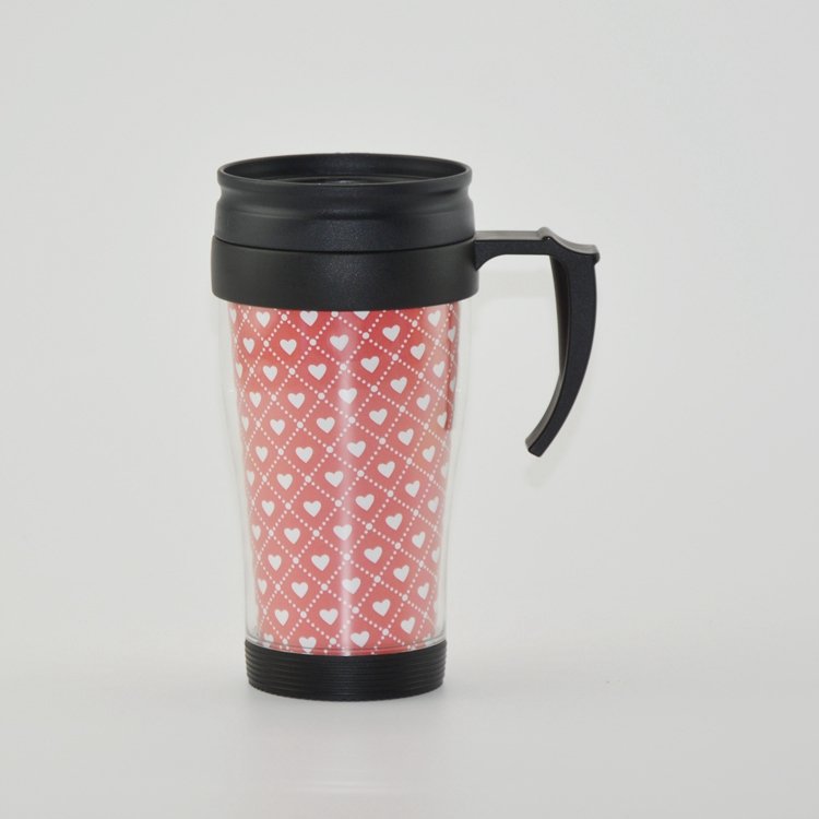 Factory Customized logo Double Wall Insulated drinking Travel Coffee Mugs Plastic cup With Handles