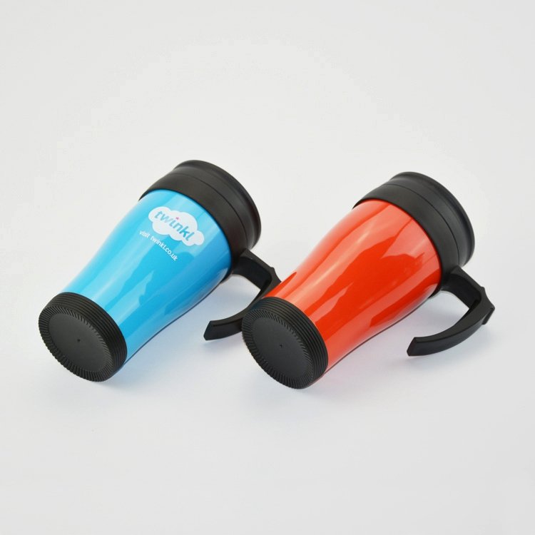 Factory Customized logo Double Wall Insulated drinking Travel Coffee Mugs Plastic cup With Handles