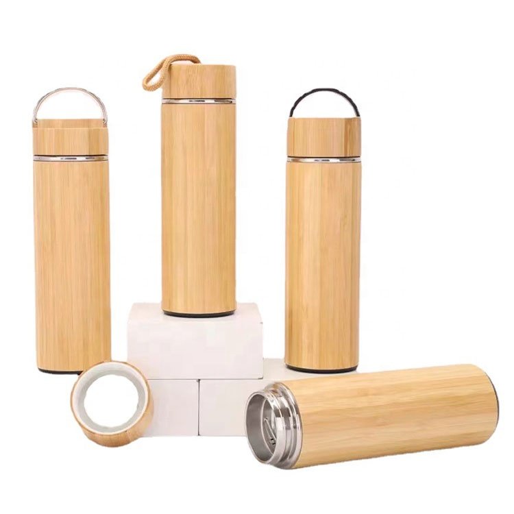 With Tea Infuser Bamboo Thermo Mug Stainless Steel 304 and Bamboo Lids