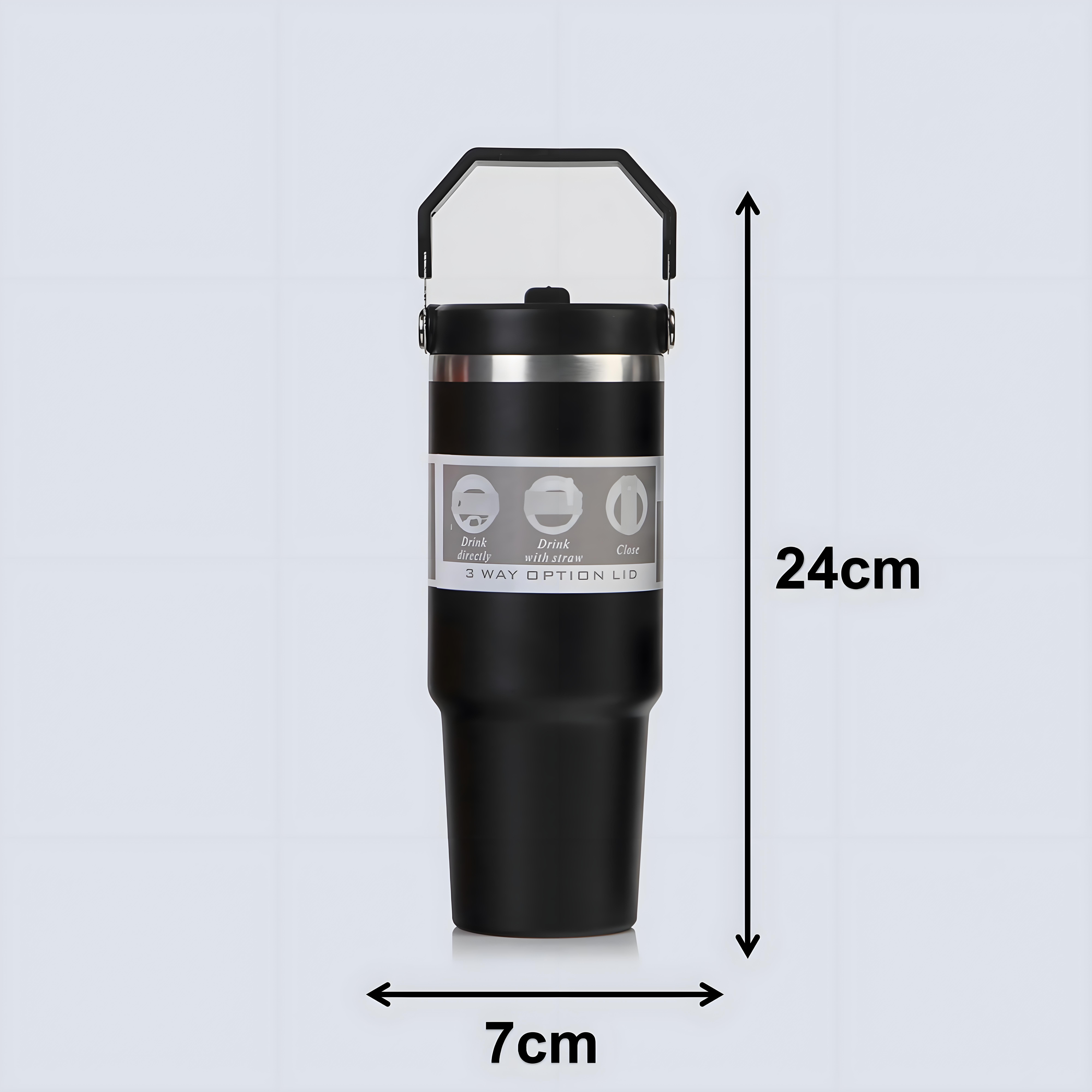 Stainless Steel Cup Water Bottles Vacuum Insulated Black 20oz 30oz Tumbler Coffee Cup Mug With Lid And Handle