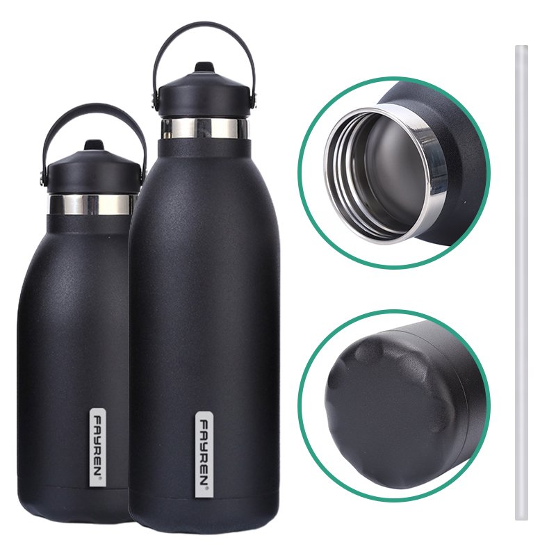 Outdoor Sports Straw Insulated Water Bottle 1800Ml 2500Ml Large Capacity Double Wall Stainless Steel Vacuum Flask Thermos 84oz