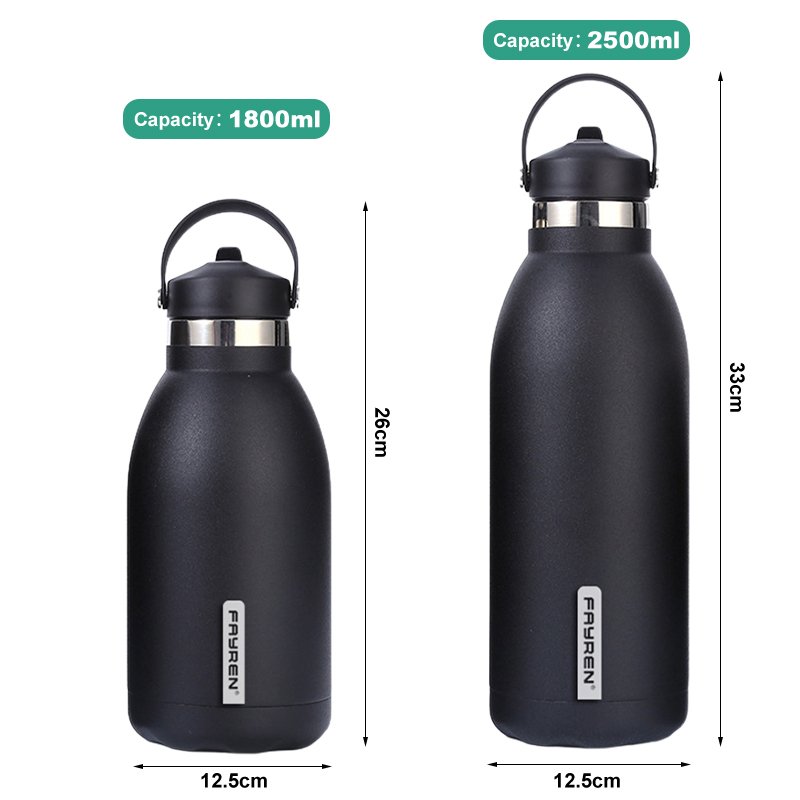 Outdoor Sports Straw Insulated Water Bottle 1800Ml 2500Ml Large Capacity Double Wall Stainless Steel Vacuum Flask Thermos 84oz