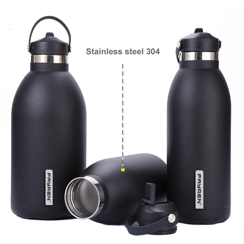 Outdoor Sports Straw Insulated Water Bottle 1800Ml 2500Ml Large Capacity Double Wall Stainless Steel Vacuum Flask Thermos 84oz