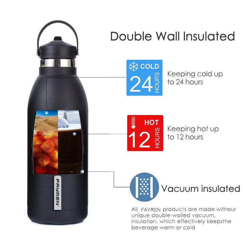 Outdoor Sports Straw Insulated Water Bottle 1800Ml 2500Ml Large Capacity Double Wall Stainless Steel Vacuum Flask Thermos 84oz