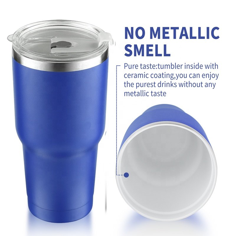 Thermal Travel Stainless Steel Ceramic Inner Coating Insulated Mug coffee tumbler 20 oz Tea Vacuum Tumbler with Lid Straw Brush