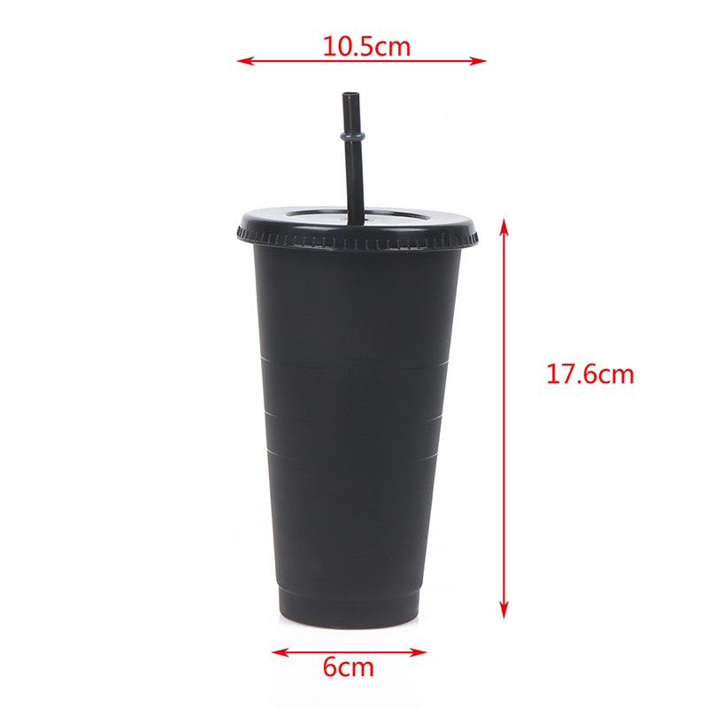 Straw Cup Drink Change Color Straw Mugs with Lid Plastic Tumbler Matte Bottle Cup Food Grade PP Plastic with Straw