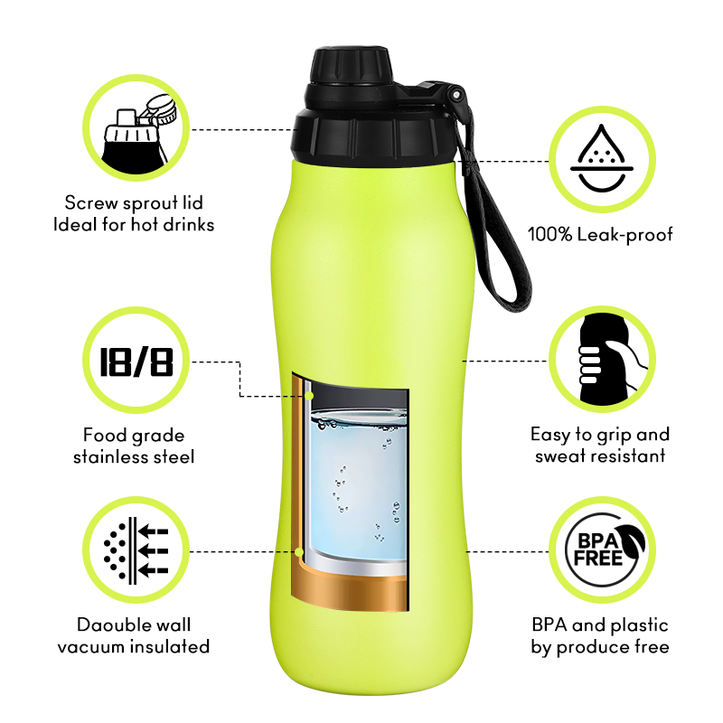 ODM 24oz Gourd Shape Custom Drink Bottle Vacuum Flask Stainless Steel Water Bottle With Custom Color And Lid