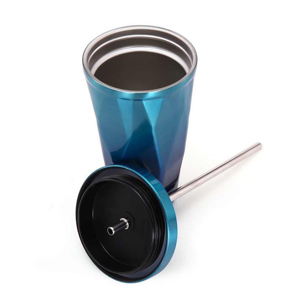 500ML cheap travel coffee mug double wall stainless steel tumbler straw insulated coffee mug