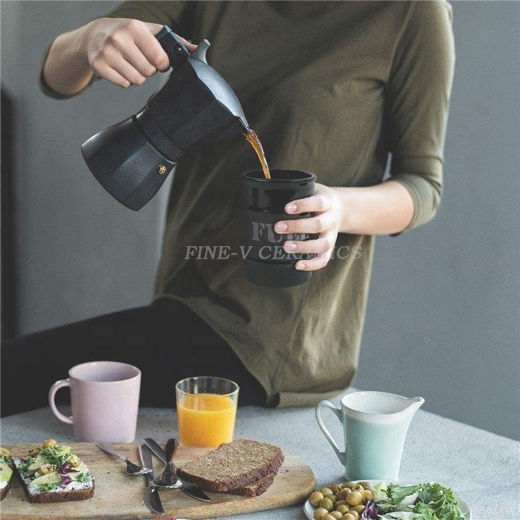 Oil bucket shaped coffee mug with silicone lid 445ml ceramic mug ice cup milk cup beer mug