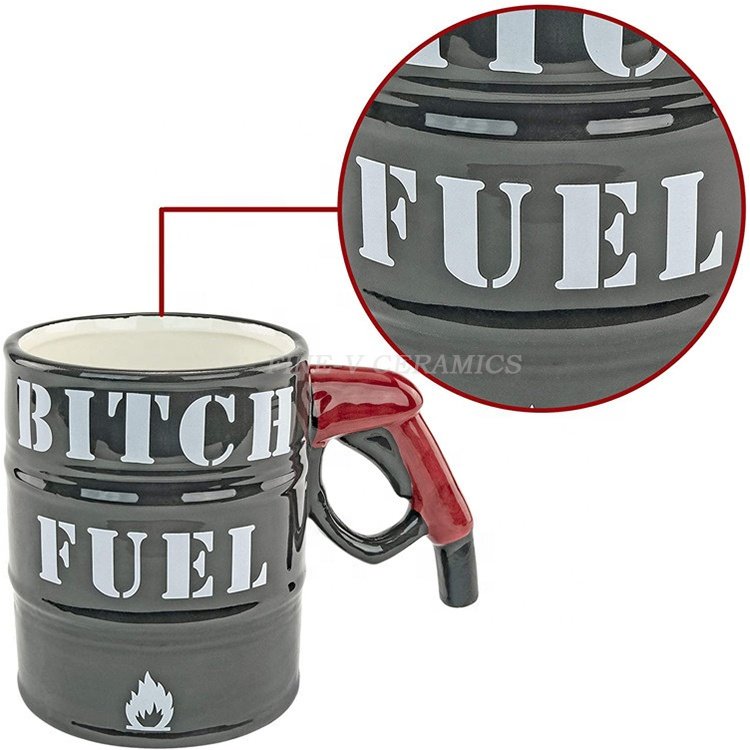 Oil bucket shaped coffee mug with silicone lid 445ml ceramic mug ice cup milk cup beer mug