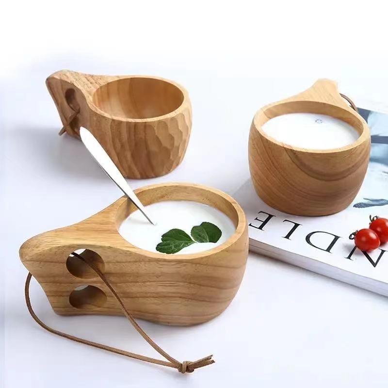 Wood Camp Mug Drinking Cup Coffee Milk Water Serving Cup for Hiking Camping Mug Natural Wine Nature Rubber Wood,wood 15*8.5*6cm