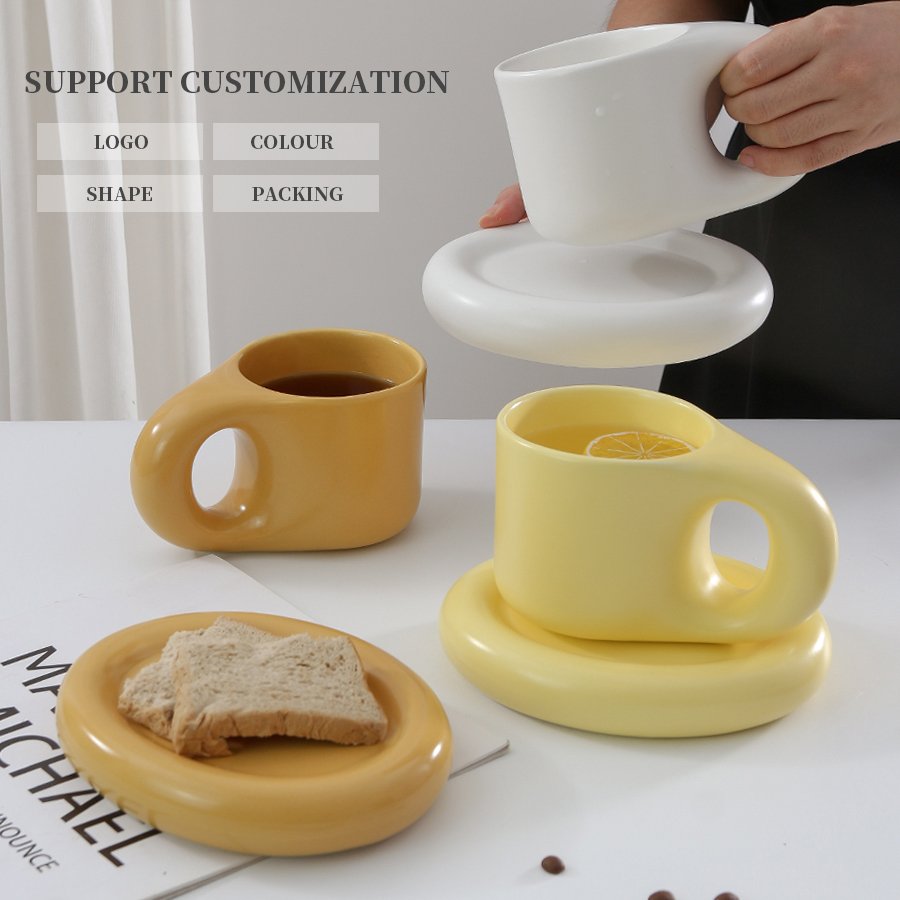 Nordic Ins Style Pangpang Fat Mug Creative Novelty Cup And Saucer Coffee Mug Ceramic