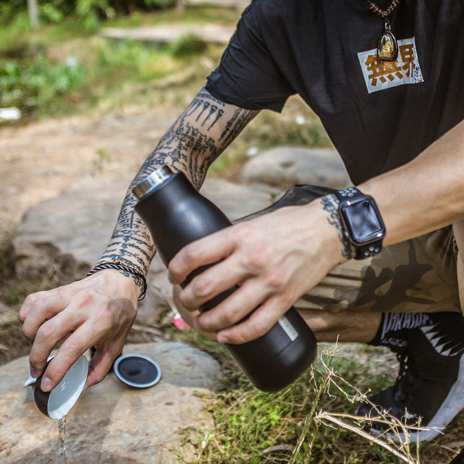 304 stainless steel outdoor hot and cold customized cool bicycle running water bottle hiking thermos vacuum flask personalized