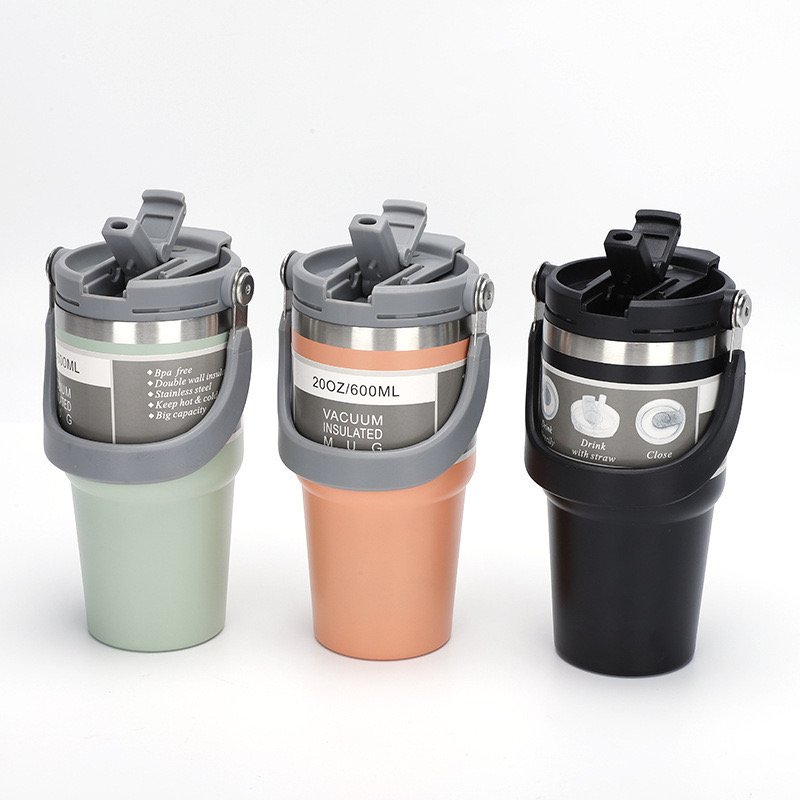 30oz BPA free keep cold double wall ice beer coffee stainless steel tumbler mug with 2 in 1 drinking straw