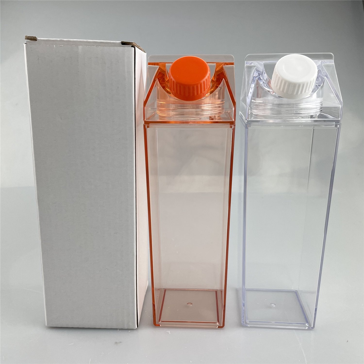 Plastic BPA Free 500ml 1000ml Plastic Clear Pink Transparent Colored Acrylic Tumbler With Lid Milk Carton Water Bottle