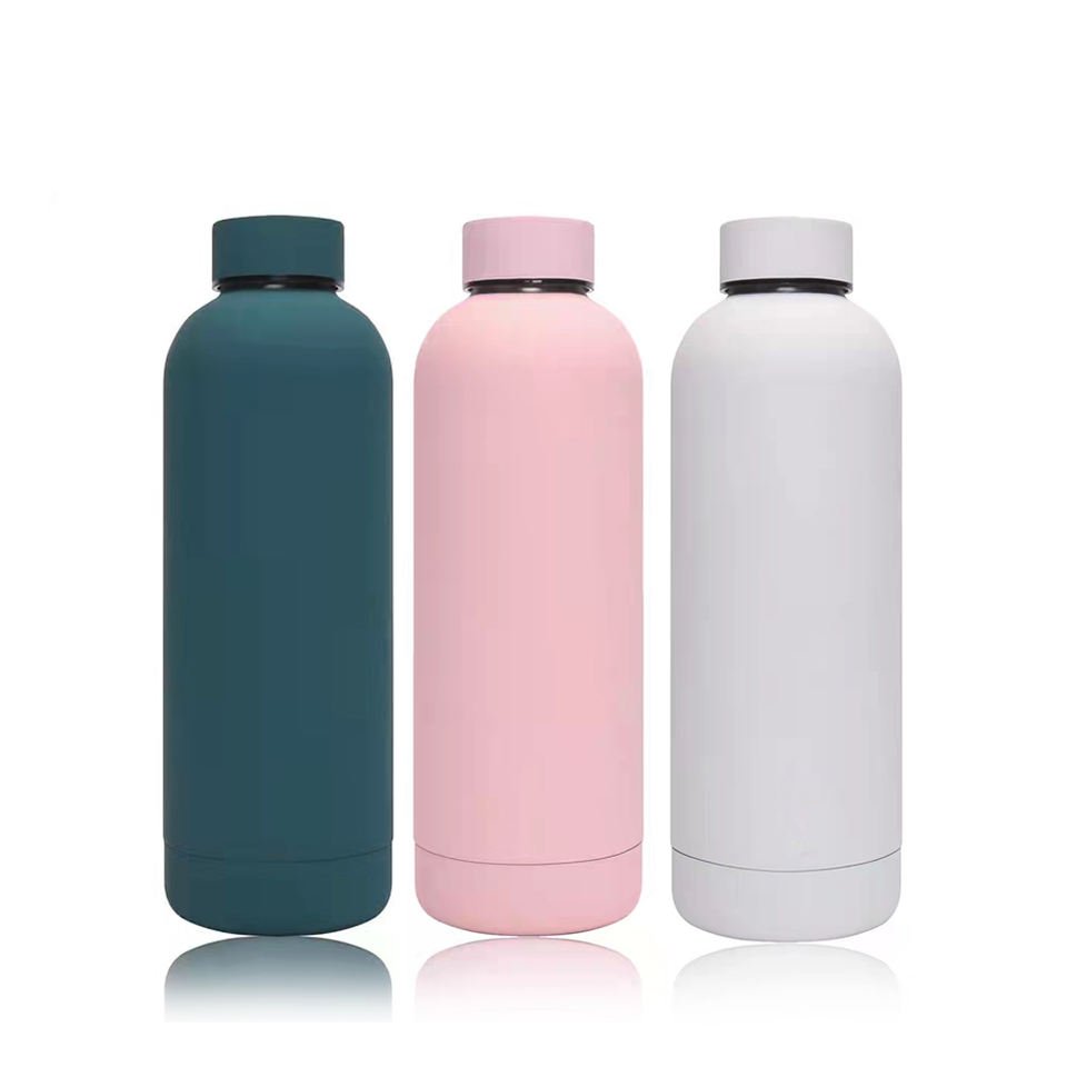 Matte Rainbow Color Painted 500ml Insulated Vacuum Flask Tumbler Insulated Stainless Steel Custom Water Bottle