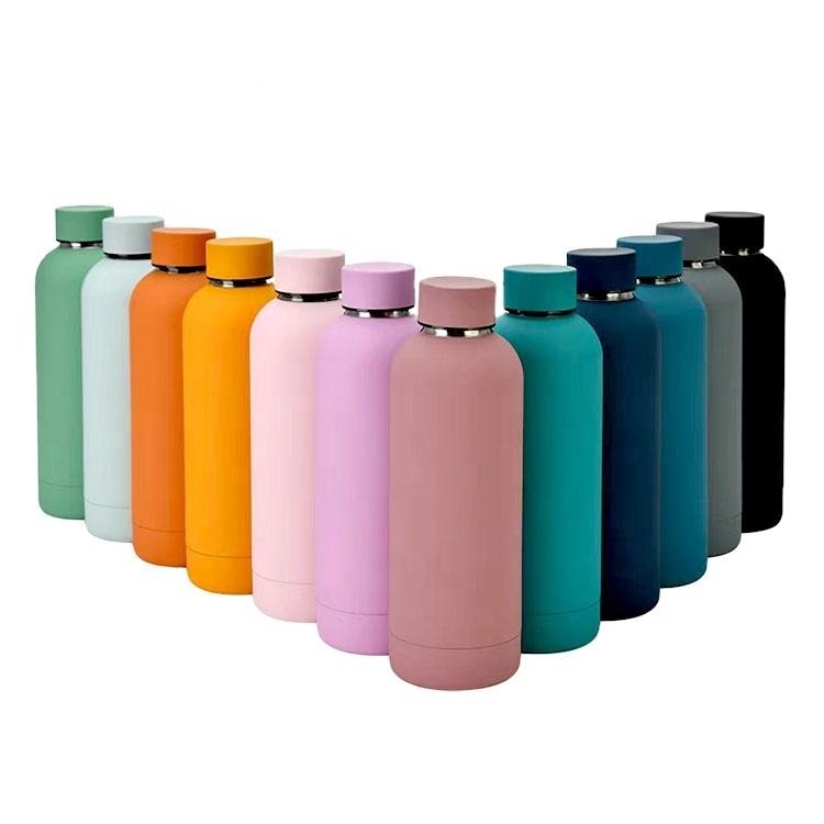 Matte Rainbow Color Painted 500ml Insulated Vacuum Flask Tumbler Insulated Stainless Steel Custom Water Bottle