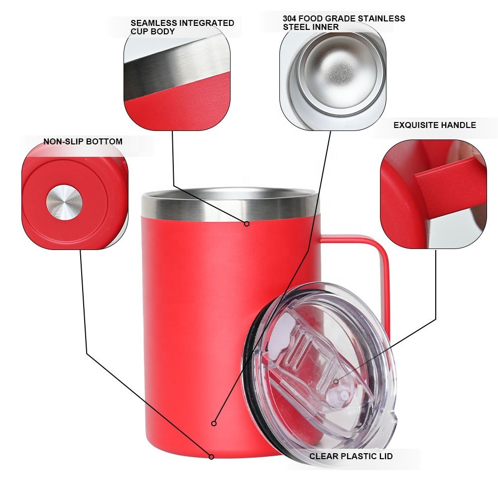 High quality 12oz 14oz 16oz insulated thermal custom logo double wall stainless steel travel coffee mugs with lid