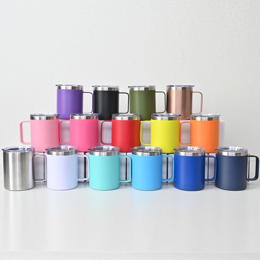 High quality 12oz 14oz 16oz insulated thermal custom logo double wall stainless steel travel coffee mugs with lid