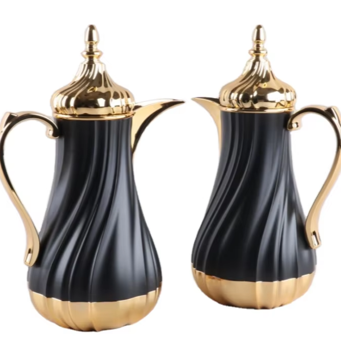 High Quality 1L+1L vacuum thermos coffee tea pot set with pink glass refill Vacuum flask