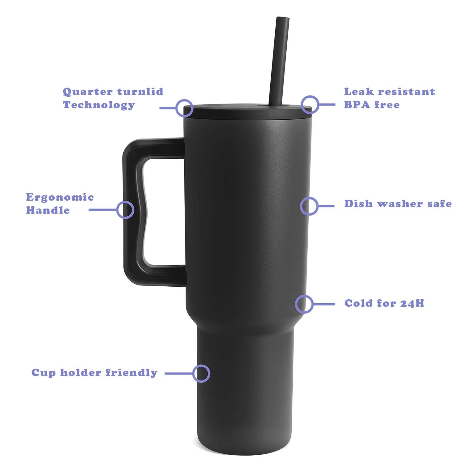 Hot Sell 40oz Custom Logo Double Walled Insulated Vacuum Water Bottle Stainless Steel Tumbler Outdoor Coffee Mugs with Handle