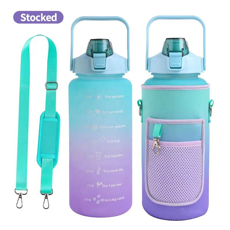 JZYZ 64Oz / 2L Half Gallon Water Bottle With Storage Sleeve Camo Insulated With Carry Strap And Cellphone Holder Bpa Free