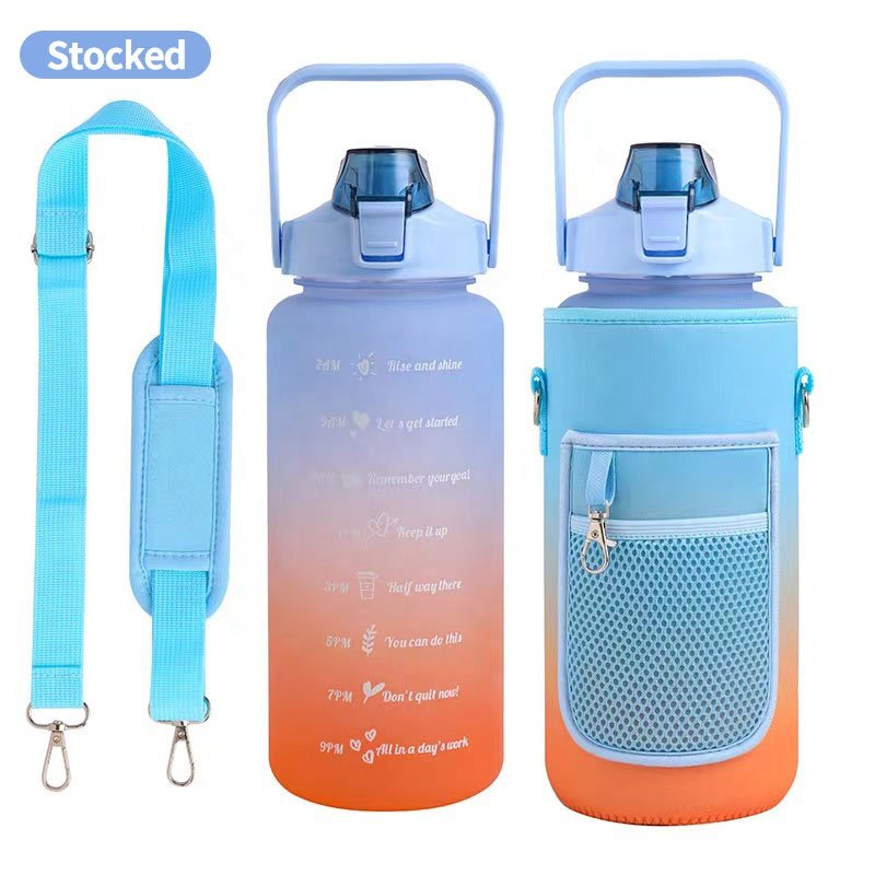 JZYZ 64Oz / 2L Half Gallon Water Bottle With Storage Sleeve Camo Insulated With Carry Strap And Cellphone Holder Bpa Free