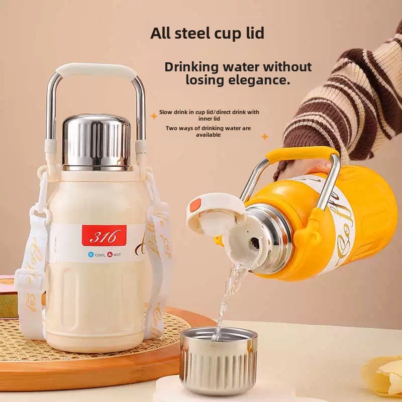 Large Capacity Outdoor Sports Thermos Jug 316 Stainless Steel Male Female Student Bullet Cup Vacuum Flask & Thermos for Students