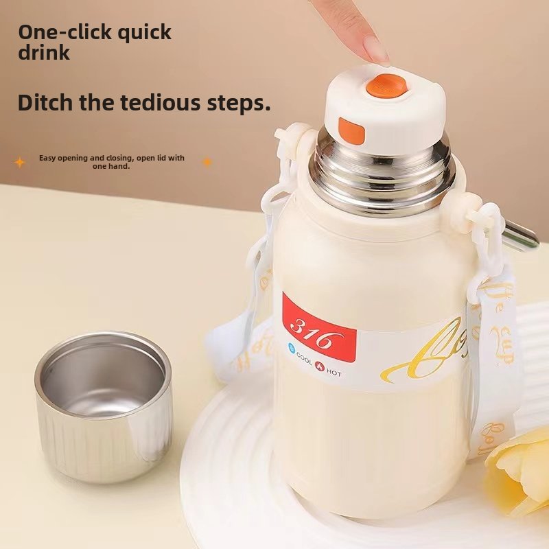 Large Capacity Outdoor Sports Thermos Jug 316 Stainless Steel Male Female Student Bullet Cup Vacuum Flask & Thermos for Students