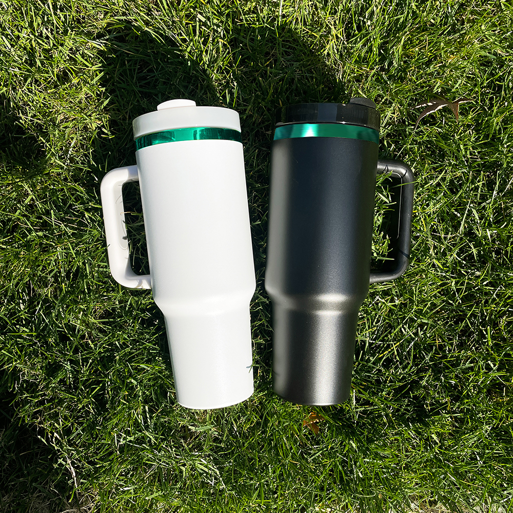 40oz green chroma handle tumblers laser engraving green underneath tumbler 40oz H2.0 green underneath powder coat travel mugs