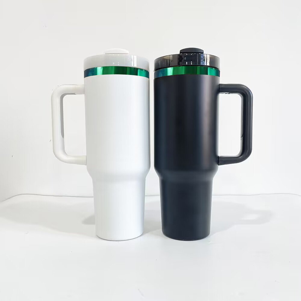 40oz green chroma handle tumblers laser engraving green underneath tumbler 40oz H2.0 green underneath powder coat travel mugs