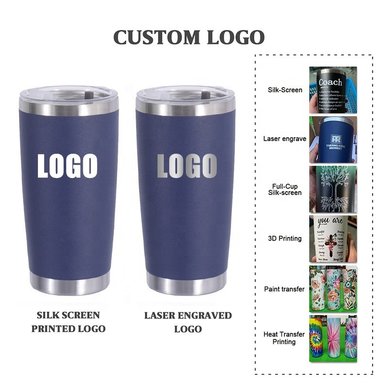 TY Custom logo 20oz stainless steel tumbler Double wall vacuum insulated Travel Mug with Slider Lid and straw
