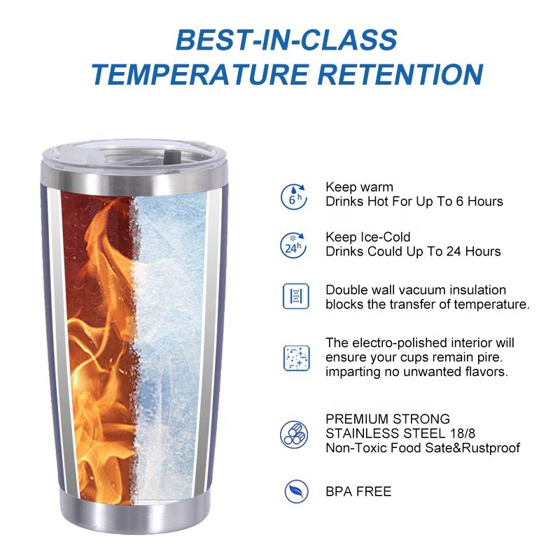 TY Custom logo 20oz stainless steel tumbler Double wall vacuum insulated Travel Mug with Slider Lid and straw
