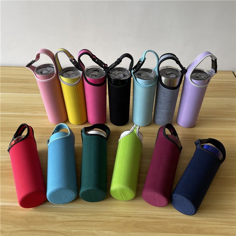 2024 Neoprene Sleeve Water Bottles Cup Carrier Pouch 20oz tumbler holder bag with Carrying Handle multi color