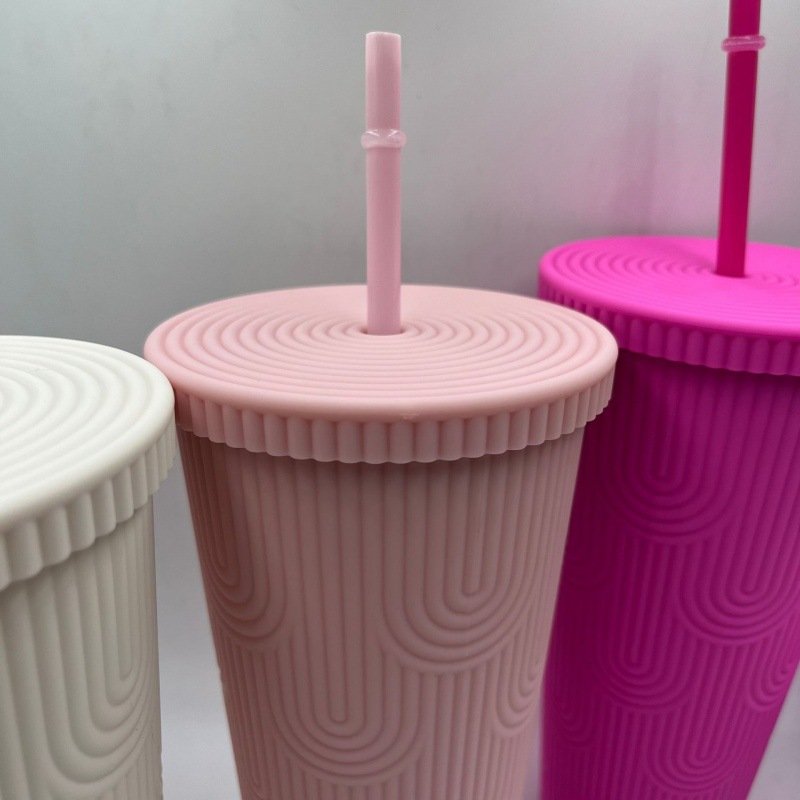24oz Reusable BPA Free Durian Tumbler Double Wall Plastic Water Bottle Mermaid Scale Plastic Tumbler