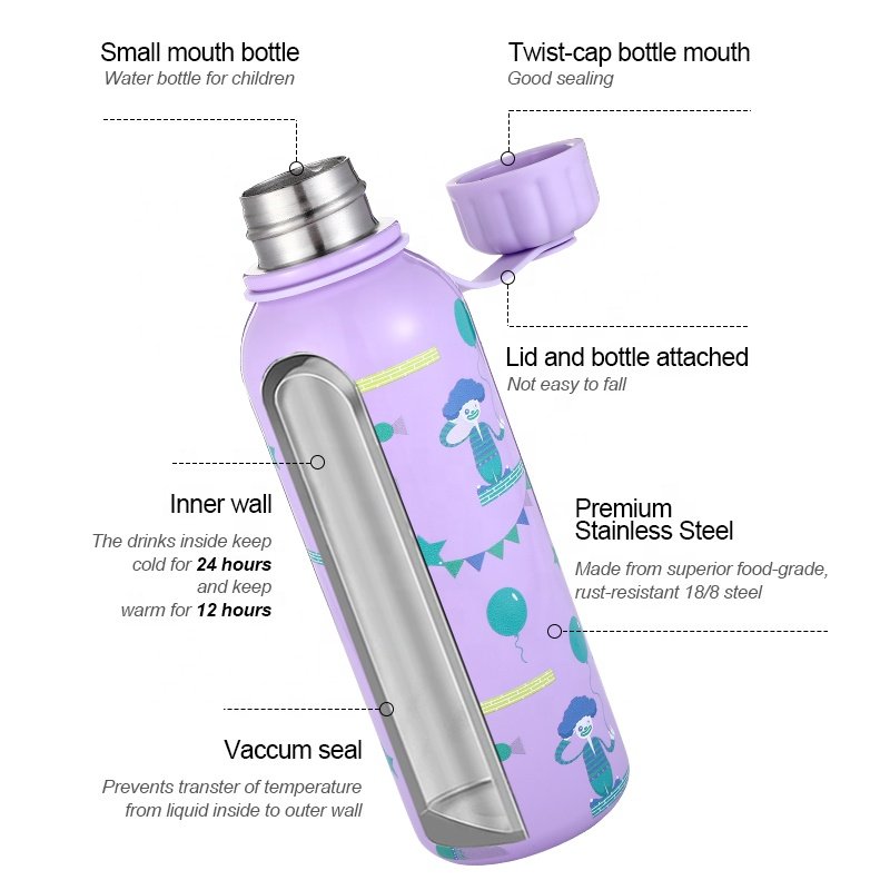 Everich OEM ODM Custom Logo Leakproof Durable Kids Stainless Steel insulated water bottles parent-child water bottle set
