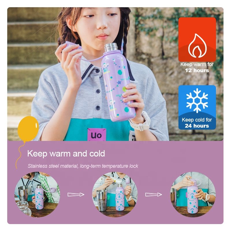 Everich OEM ODM Custom Logo Leakproof Durable Kids Stainless Steel insulated water bottles parent-child water bottle set