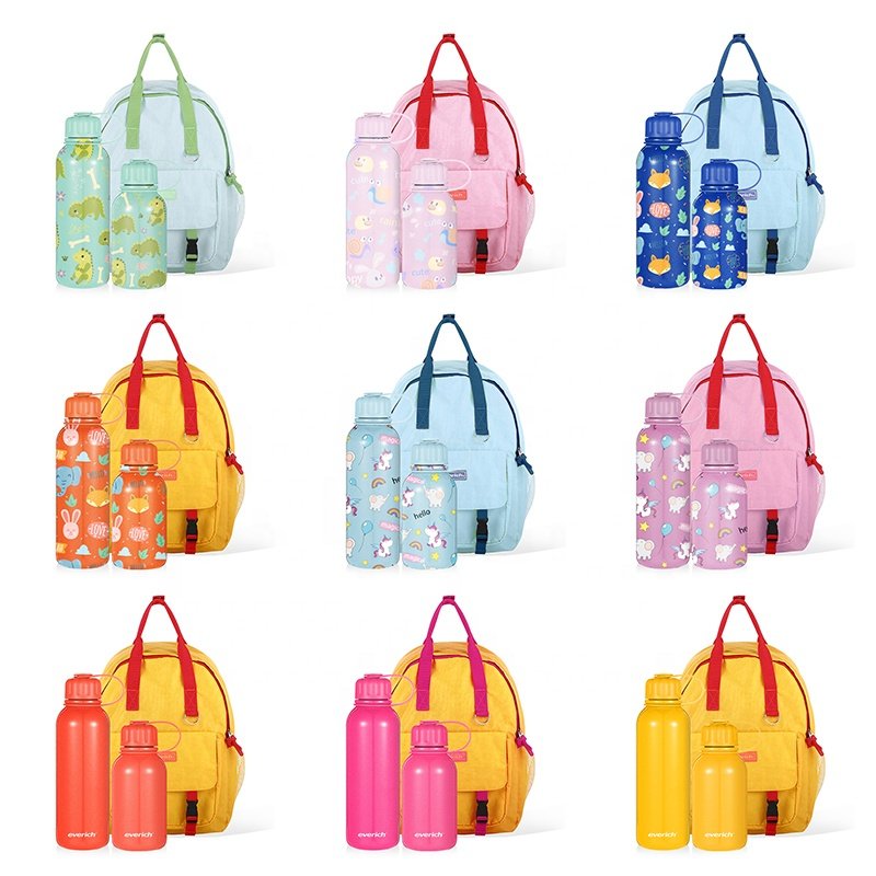Everich OEM ODM Custom Logo Leakproof Durable Kids Stainless Steel insulated water bottles parent-child water bottle set