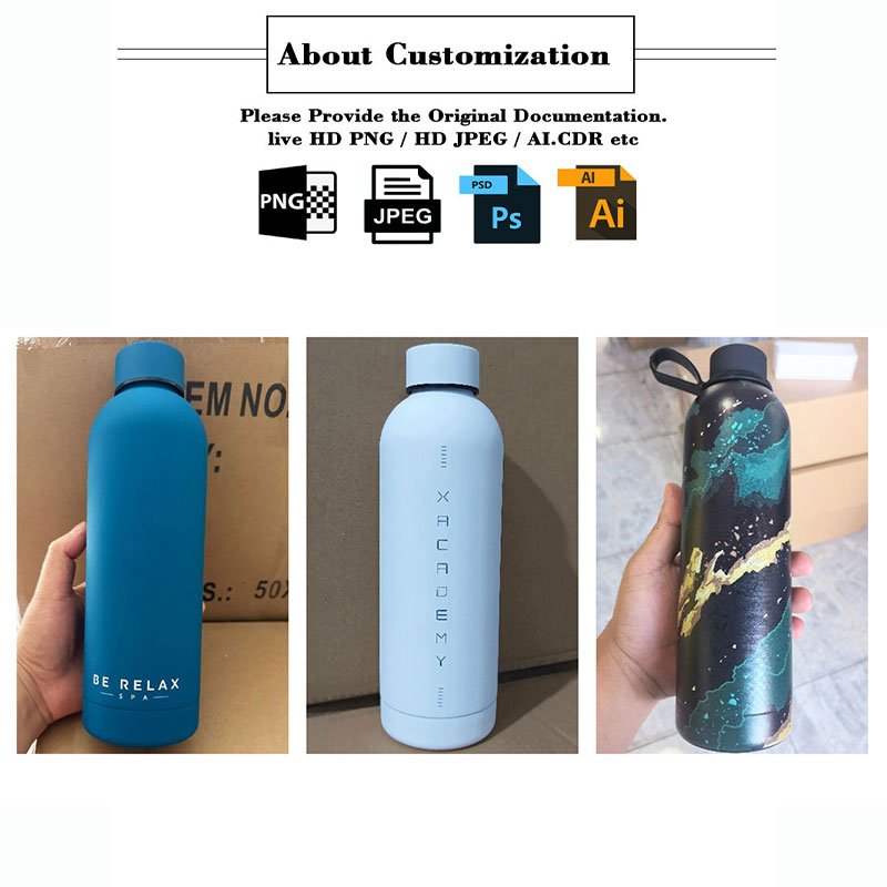 YY7544 Promotional Gift Custom Wholesale Stainless Steel Insulated Vacuum matte rubber drinking water bottle