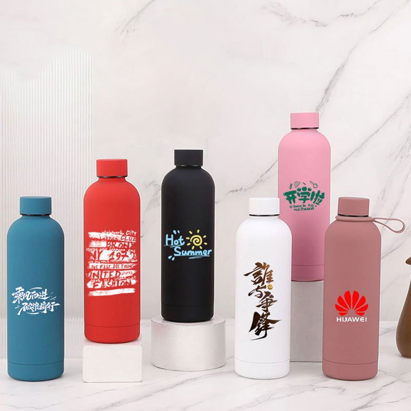 YY7544 Promotional Gift Custom Wholesale Stainless Steel Insulated Vacuum matte rubber drinking water bottle