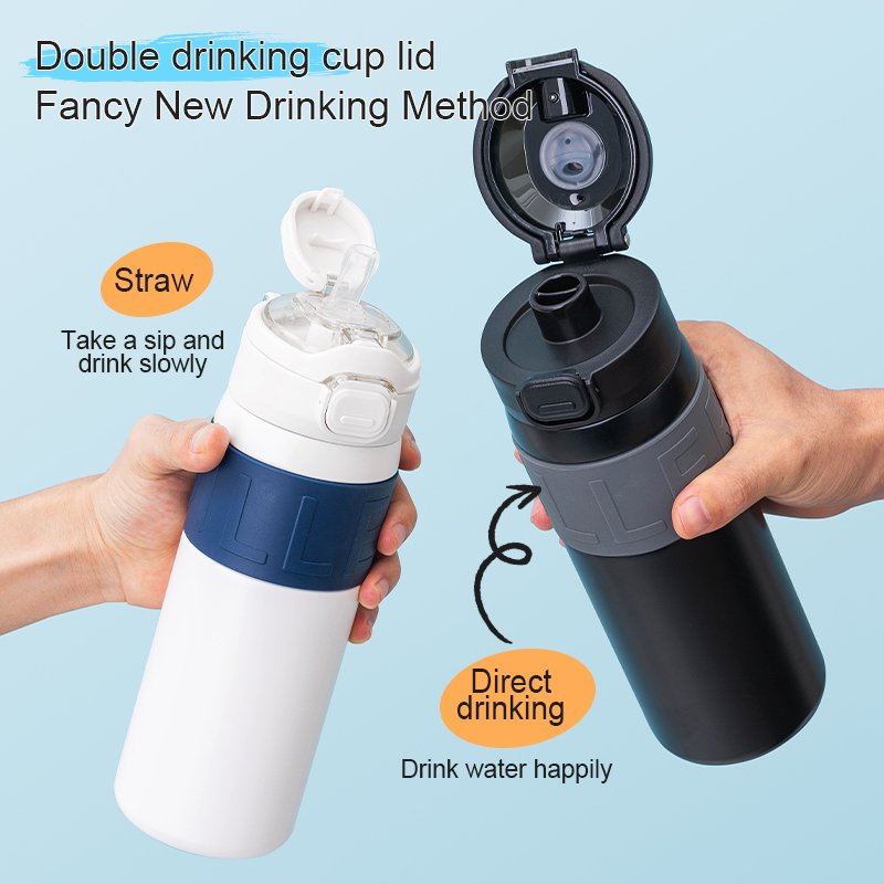 Portable Large 650ml Stainless Steel Vacuum Flask Sports Insulated Water Bottle Custom Logo Eco-friendly Material Hot Cold
