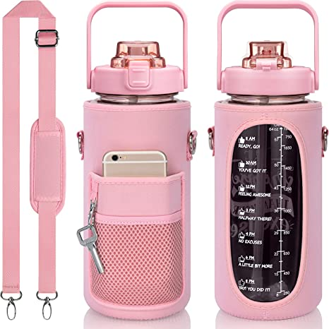 Hot sell Water Bottles Gym Jug Bpa Free Custom Logo Plastic Motivational Half Gallon/1 L/half Gallon Water Bottles With Sleeve