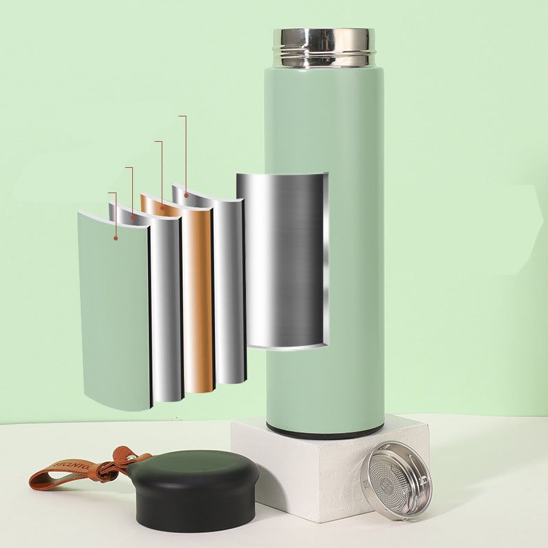 Personalized girls 316 stainless steel vacuum flask double wall insulated portable thermos water bottle with tea filter/rope
