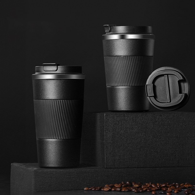 380ml Stainless Steel Double Wall Insulated Coffee Mug Rubber Holder Vacuum Coffee Cup Metal Vacuum Flask