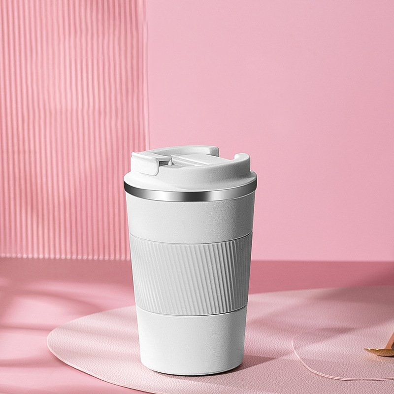 380ml Stainless Steel Double Wall Insulated Coffee Mug Rubber Holder Vacuum Coffee Cup Metal Vacuum Flask