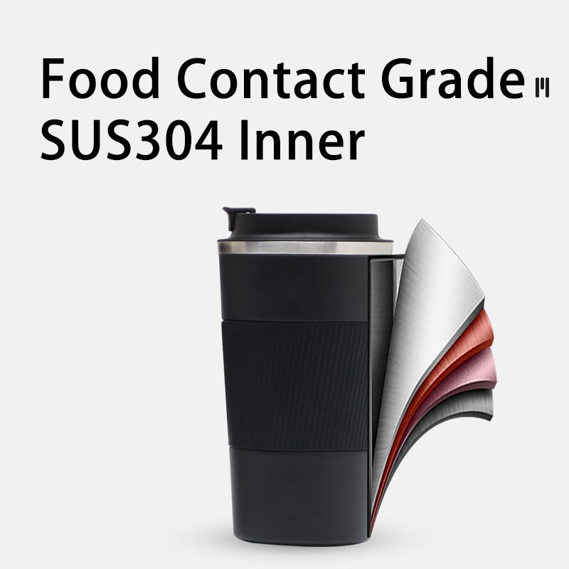380ml Stainless Steel Double Wall Insulated Coffee Mug Rubber Holder Vacuum Coffee Cup Metal Vacuum Flask