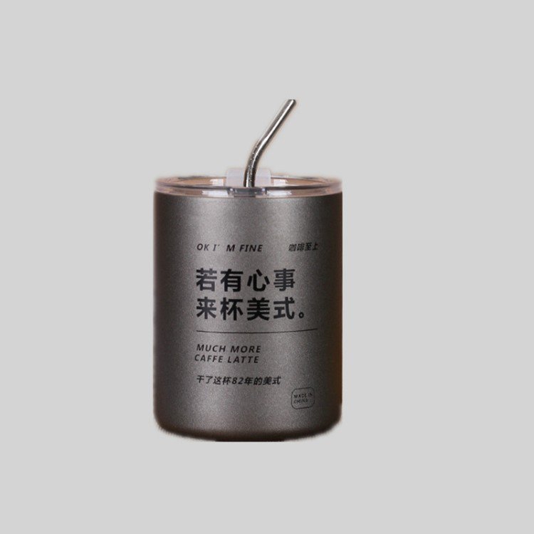 350ml 600ml Tumbler Stainless Steel Insulated Coffee Mug with Straw and Lid Custom Logo Office Water Cup